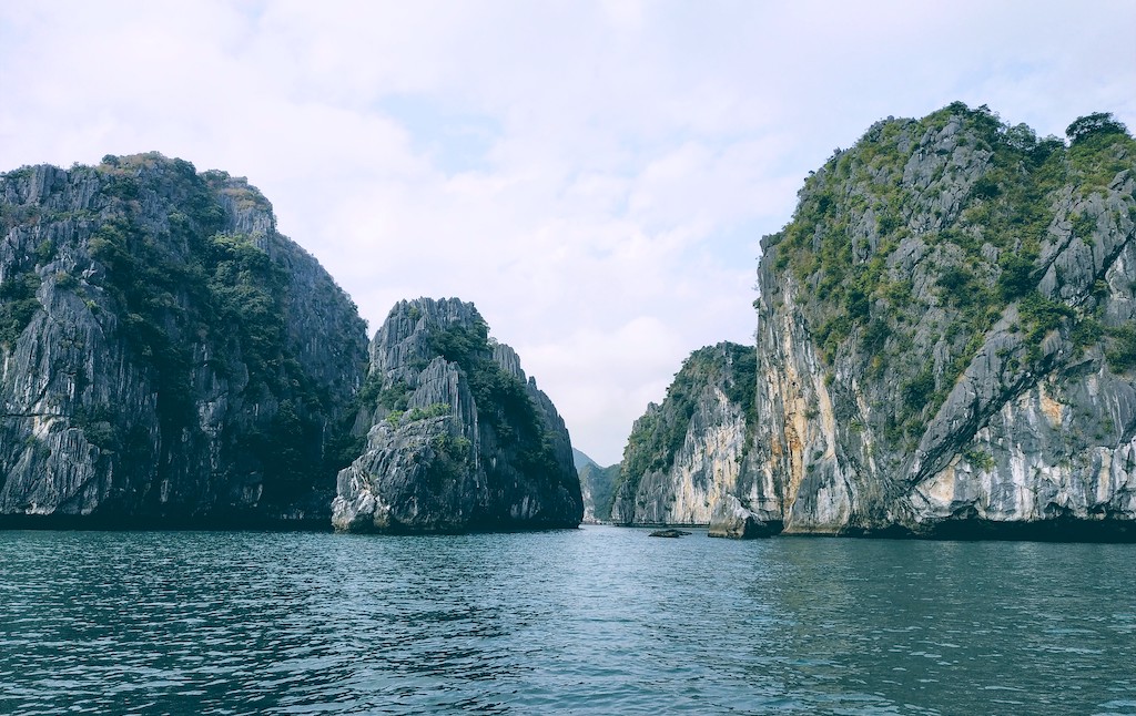 The islets in Lan Ha Bay, the best kept secret in Halong Bay, located in Vietnam and recognized by UNESCO as a World Heritage Site.