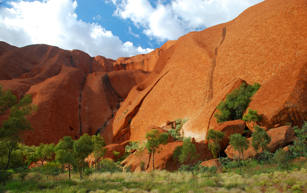 Mount Uluru, also called Ayers Rock, in the Uluru Kata Tjuta National Park, located in Australia’s Red Center.